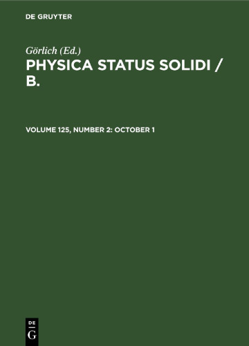 Physica status solidi / B.: Volume 125, Number 2 October 1