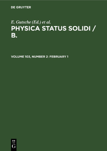 Physica status solidi / B.: Volume 103, Number 2 February 1
