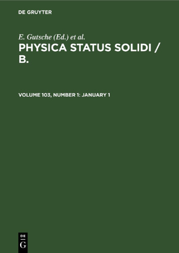 Physica status solidi / B.: Volume 103, Number 1 January 1