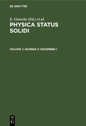 Physica status solidi: Volume 7, Number 3 December 1