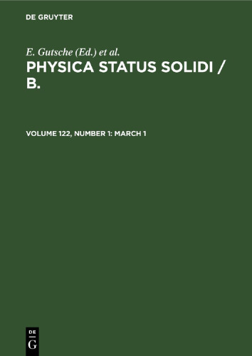 Physica status solidi / B.: Volume 122, Number 1 March 1