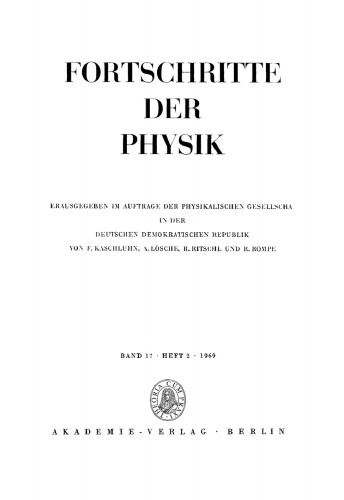 Fortschritte der Physik / Progress of Physics: Band 17, Heft 2 1969