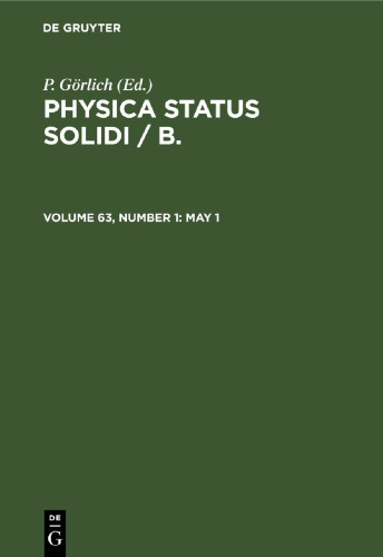 Physica status solidi / B.: Volume 63, Number 1 May 1