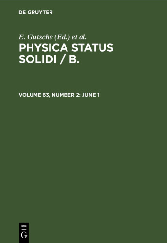 Physica status solidi / B.: Volume 63, Number 2 June 1