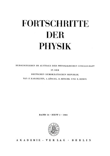 Fortschritte der Physik / Progress of Physics: Band 14, Heft 2 1966