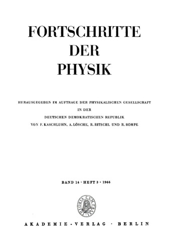 Fortschritte der Physik / Progress of Physics: Band 14, Heft 3 1966