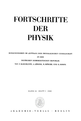 Fortschritte der Physik / Progress of Physics: Band 16, Heft 9 1968