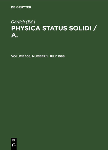 Physica status solidi / A.: Volume 108, Number 1 July 1988
