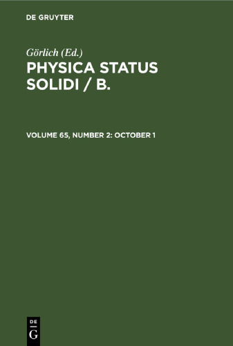 Physica status solidi / B.: Volume 65, Number 2 October 1