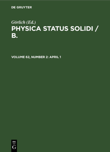 Physica status solidi / B.: Volume 62, Number 2 April 1