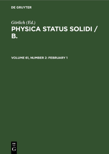 Physica status solidi / B.: Volume 61, Number 2 February 1