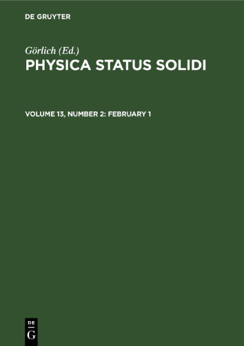 Physica status solidi: Volume 13, Number 2 February 1