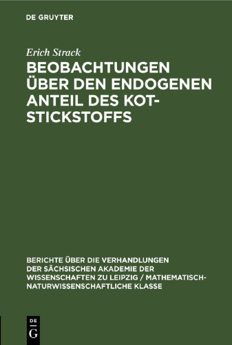 Beobachtungen über den endogenen Anteil des Kot-Stickstoffs