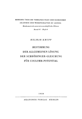 Bestimmung der allgemeinen Lösung der Schrödinger-Gleichung für Coulomb-Potential