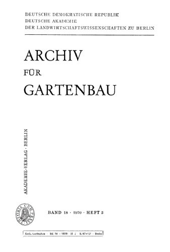 Archiv für Gartenbau: Band 18, Heft 2 1970