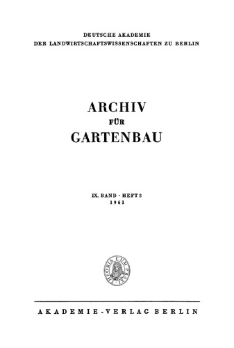 Archiv für Gartenbau: Band 9, Heft 2 1961