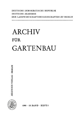 Archiv für Gartenbau: Band 13, Heft 2 1965