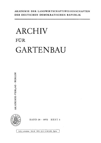 Archiv für Gartenbau: Band 20, Heft 3 1972