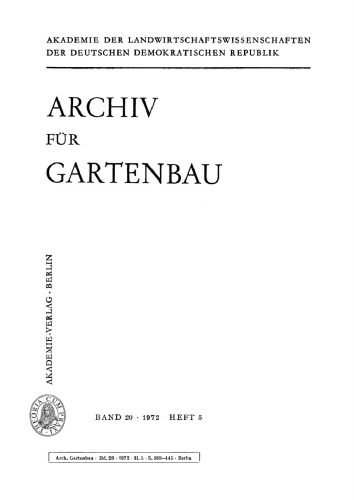 Archiv für Gartenbau: Band 20, Heft 5 1972