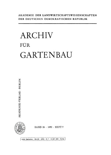 Archiv für Gartenbau: Band 20, Heft 7 1972