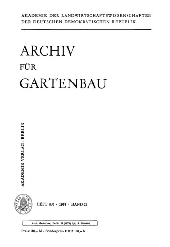 Archiv für Gartenbau: Band 22, Heft 5/6 1974