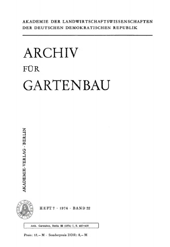Archiv für Gartenbau: Band 22, Heft 7 1974