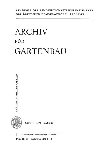 Archiv für Gartenbau: Band 22, Heft 8 1974