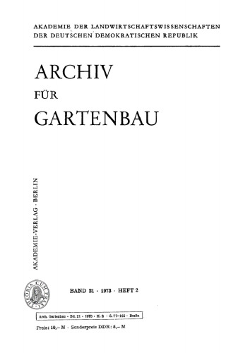Archiv für Gartenbau: Band 21, Heft 2 1973