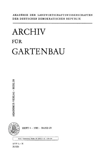 Archiv für Gartenbau: Band 29, Heft 4 1981