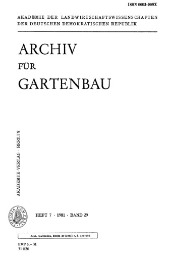 Archiv für Gartenbau: Band 29, Heft 7 1981