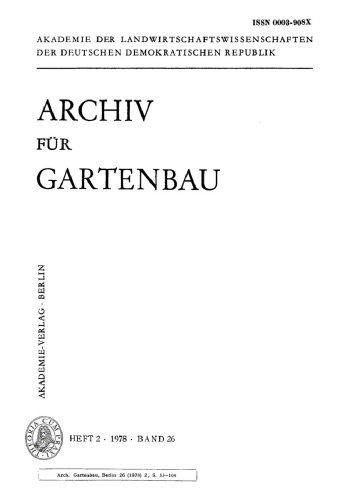 Archiv für Gartenbau: Band 26, Heft 2 1983