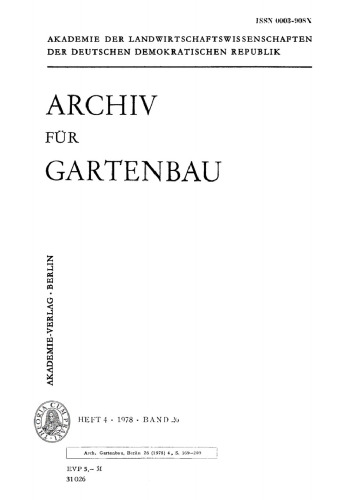 Archiv für Gartenbau: Band 26, Heft 4 1978