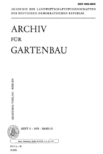 Archiv für Gartenbau: Band 26, Heft 5 1978