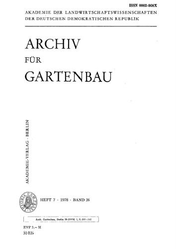 Archiv für Gartenbau: Band 26, Heft 7 1978