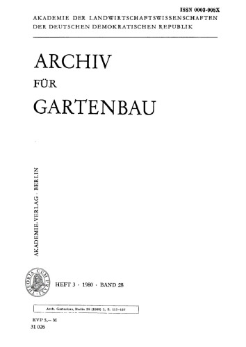 Archiv für Gartenbau: Band 28, Heft 3 1980