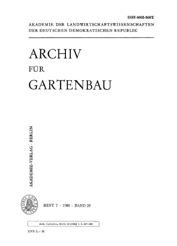 Archiv für Gartenbau: Band 28, Heft 7 1980