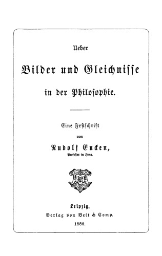 Ueber Bilder und Gleichnisse in der Philosophie: Eine Festschrift