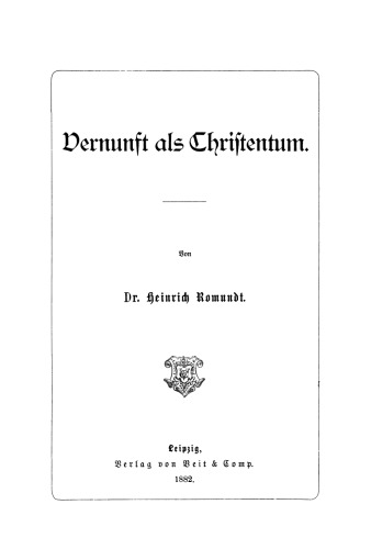 Vernunft als Christentum