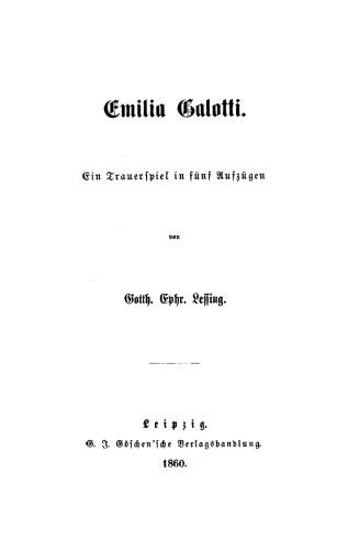 Emilia Galotti: Ein Trauerspiel in 5 Aufzügen