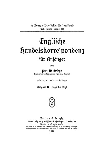 Englische Handelskorrespondenz für Anfänger: Englischer Text