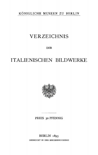 Verzeichnis der italienischen Bildwerke