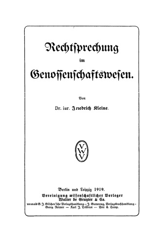 Rechtsprechung im Genossenschaftswesen