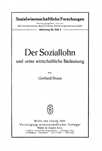 Der Soziallohn und seine wirtschaftliche Bedeutung