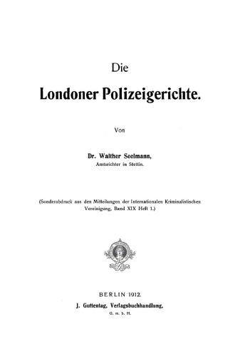 Die Londoner Polizeigerichte