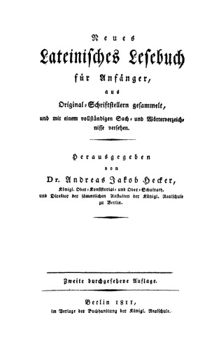 Neues lateinisches Lesebuch für Anfänger
