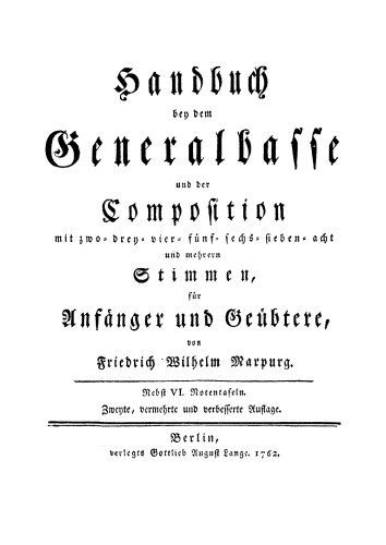 Handbuch bey dem Generalbasse und der Composition: [Teil 1]