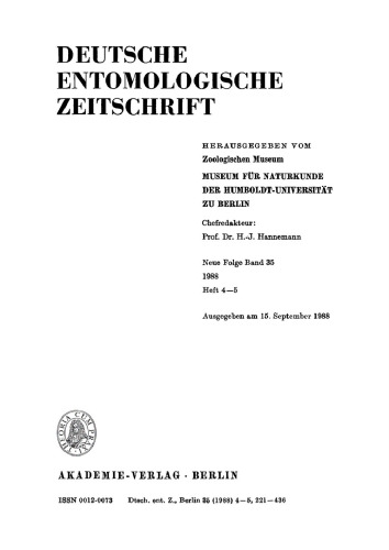 Deutsche Entomologische Zeitschrift: Band 35, Heft 4/5 15. September 1988