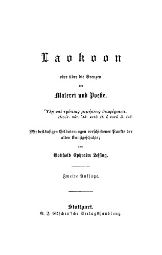Laokoon oder über die Grenzen der Malerei und Poesie