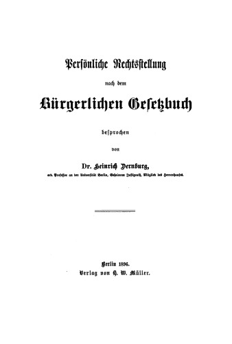 Persönliche Rechtsstellung nach dem Bürgerlichen Gesetzbuch