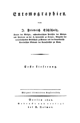 Entomographien: Erste Lieferung